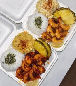 Hawaiian Garlic Shrimp street food