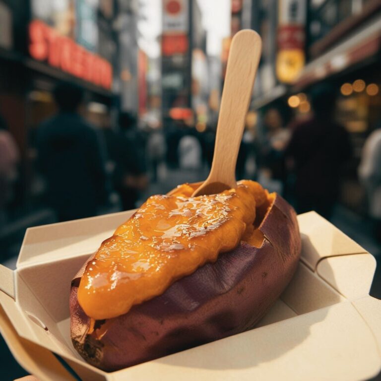 Japanese Sweet Potato with Crème Brûlée, street food